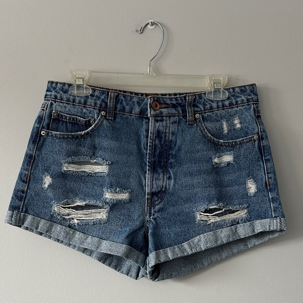 Forever 21 Blue Denim Distressed Jean Shorts